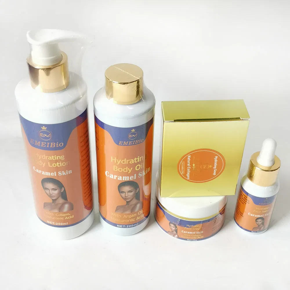 Private Label Cocoa Vegan Exfoliate Caramel Skin Lotion Body Care Skin Glowing Shiny Complexion Caramel Skincare Set