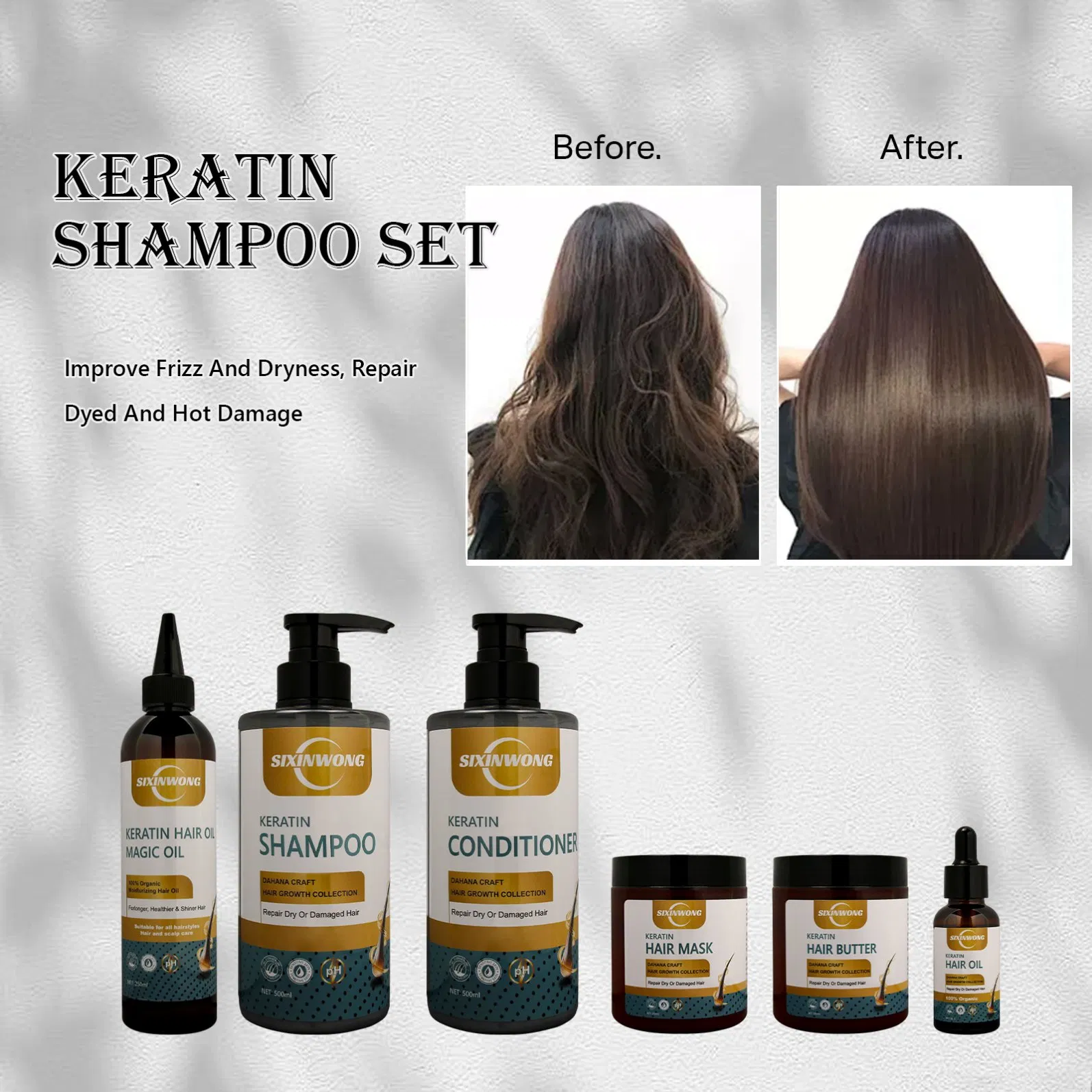 Beauty Cosmetics Set Damaged Dry Hair Nourishing Moisturizing Formula Keratin Shampoo Set