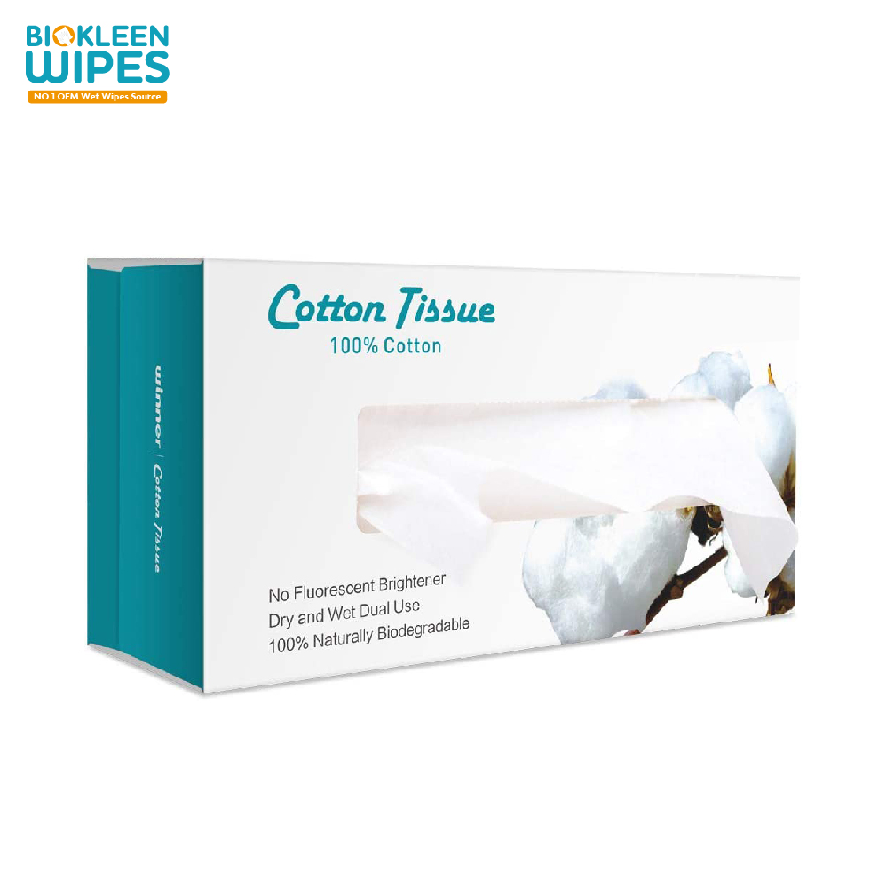 Biokleen Bamboo Disposable for Face Flushable Biodegradable Baby Tissue Cleansing Cloth Makeup Removing Dry Cotton Tissue Wipes