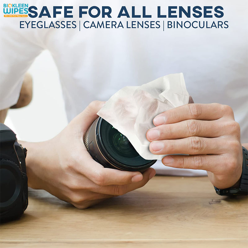 Biokleen 60 Pack Private Label Lens Wipes Camera Non-Woven Fabric Lens Cleaning Wipes Lens Clean Wet Wipes