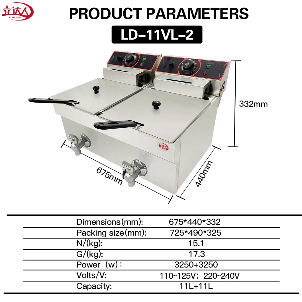 Ld-11vl-2 Kitchen Deep Fryer: Restaurant, Donut, Chicken & Chips