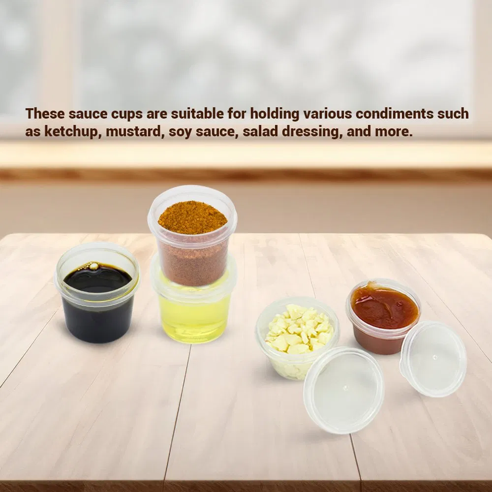 Practical Plastic Food Container with Sealing Lid Mini Soy Sauce Salad Cup