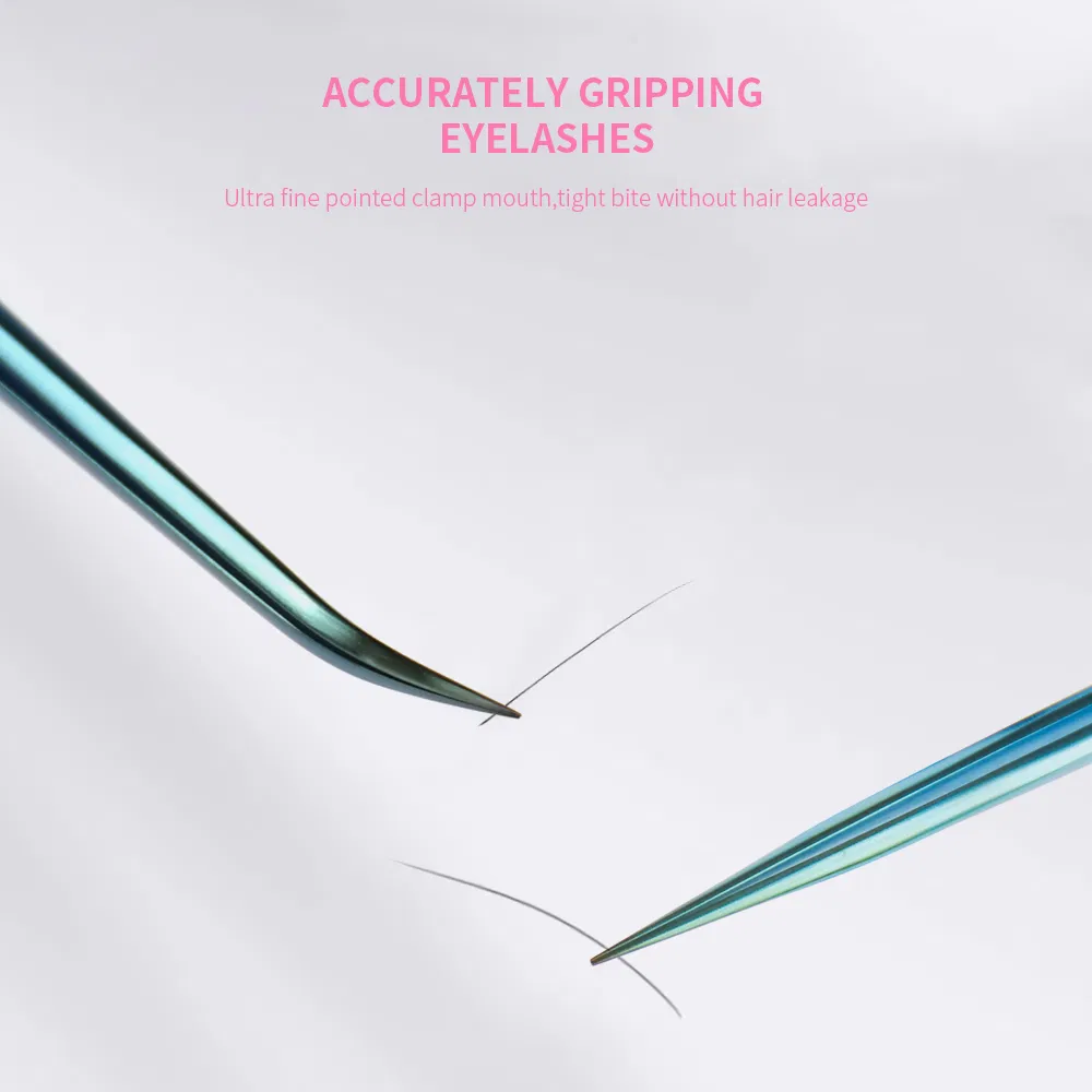 2 PCS Wholesale Stainless Steel Eyebrow Lash Tweezers Eyelashes Tweezer for Eyelash Extension Pointed Tip