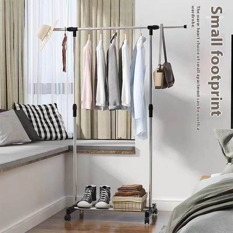 Smart Modern Single-Pole Telescopic Coat Rack Multi-Scene Drying Rack Accessory for Home for Outdoor Balcony Bedroom Clothes