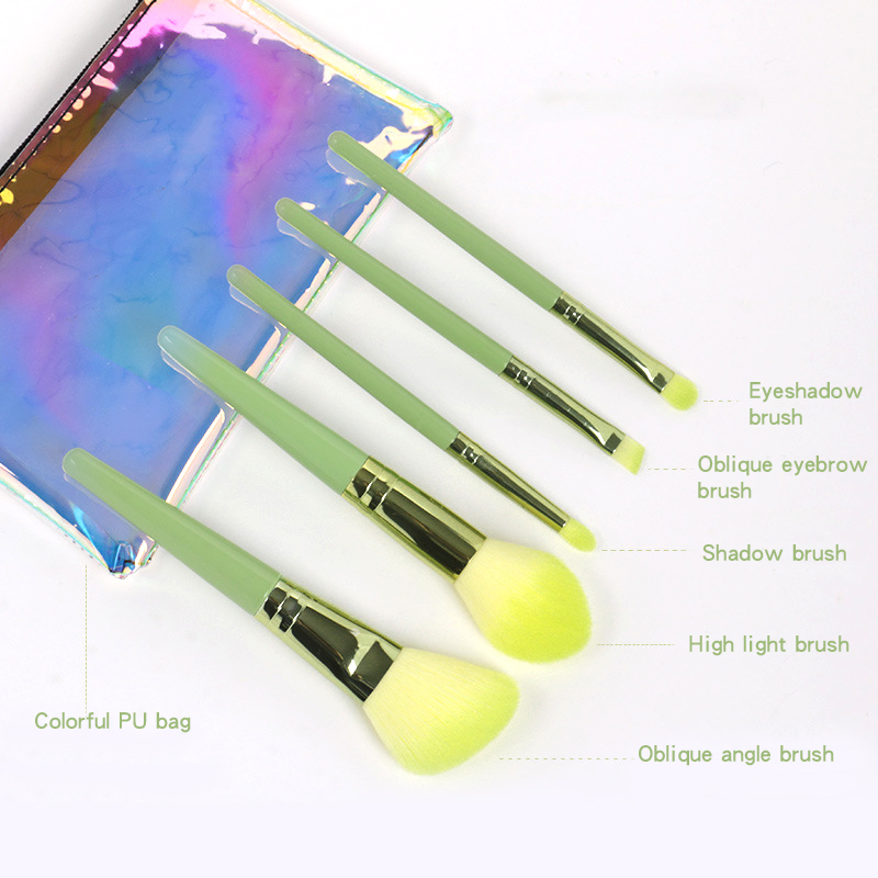 5PCS Travel Brush Set Makeup Brush with Wallet Box