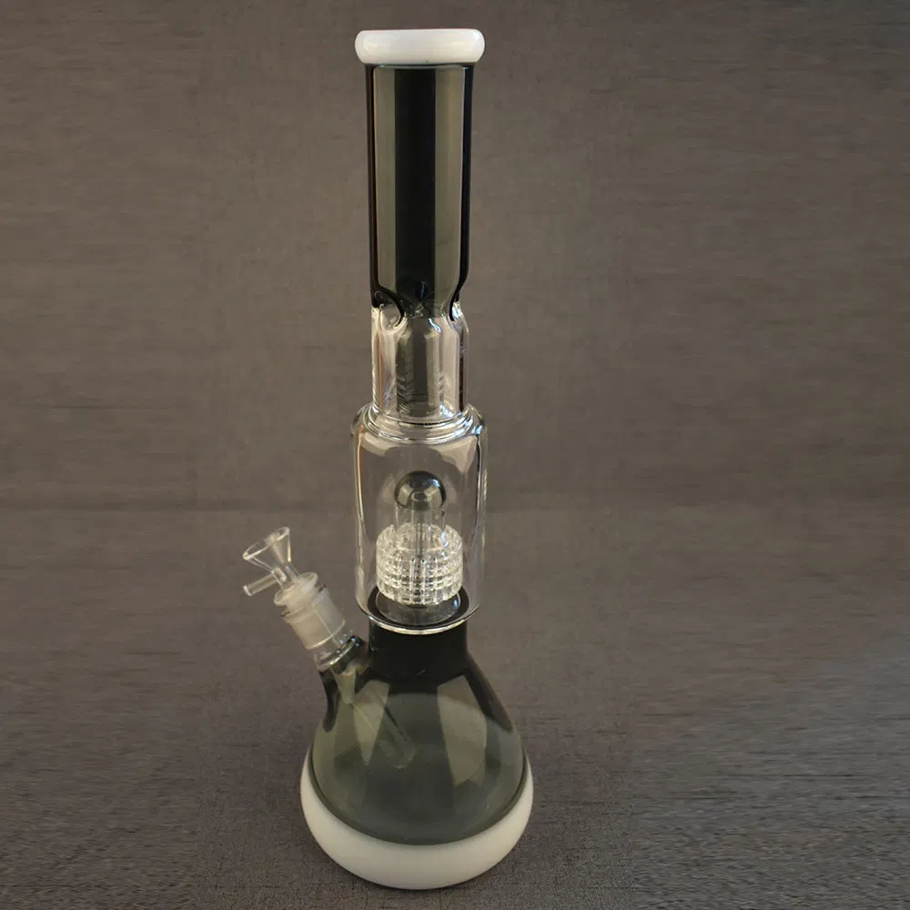 Phoenix Black Beaker Glass Smoking Water Pipe with Double Tyre Percs