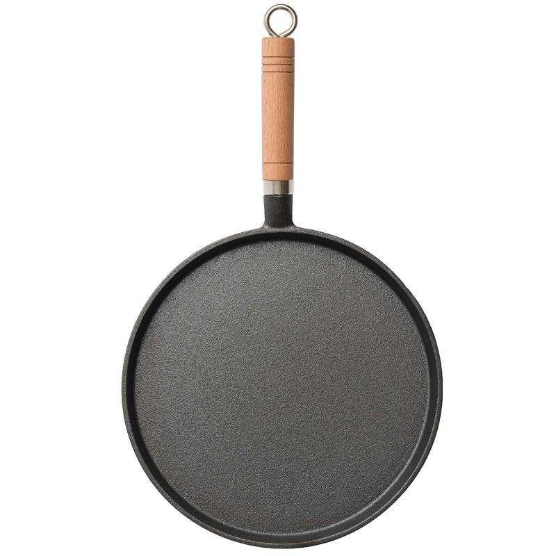 Wooden Handle Thickened Cast Iron Frying Pan Crepe Pan Household Use Non-Stick