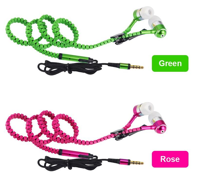 Hot Selling Zipper Earphones with Mic Microphone