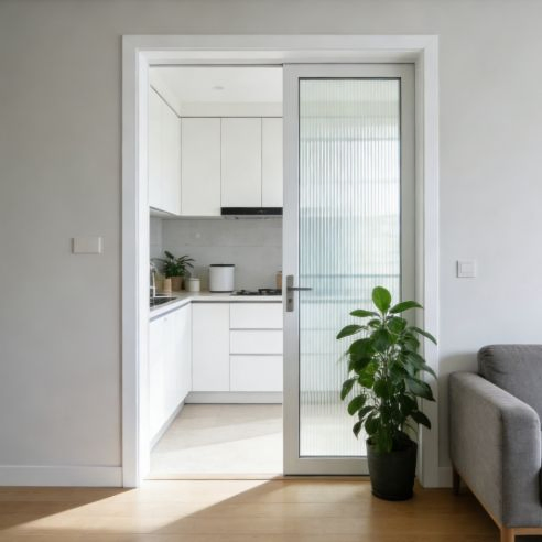 Kitchen and Bathroom Fluted/Frosted Glass Stain-Resistant Semi-Transparent Privacy Partition