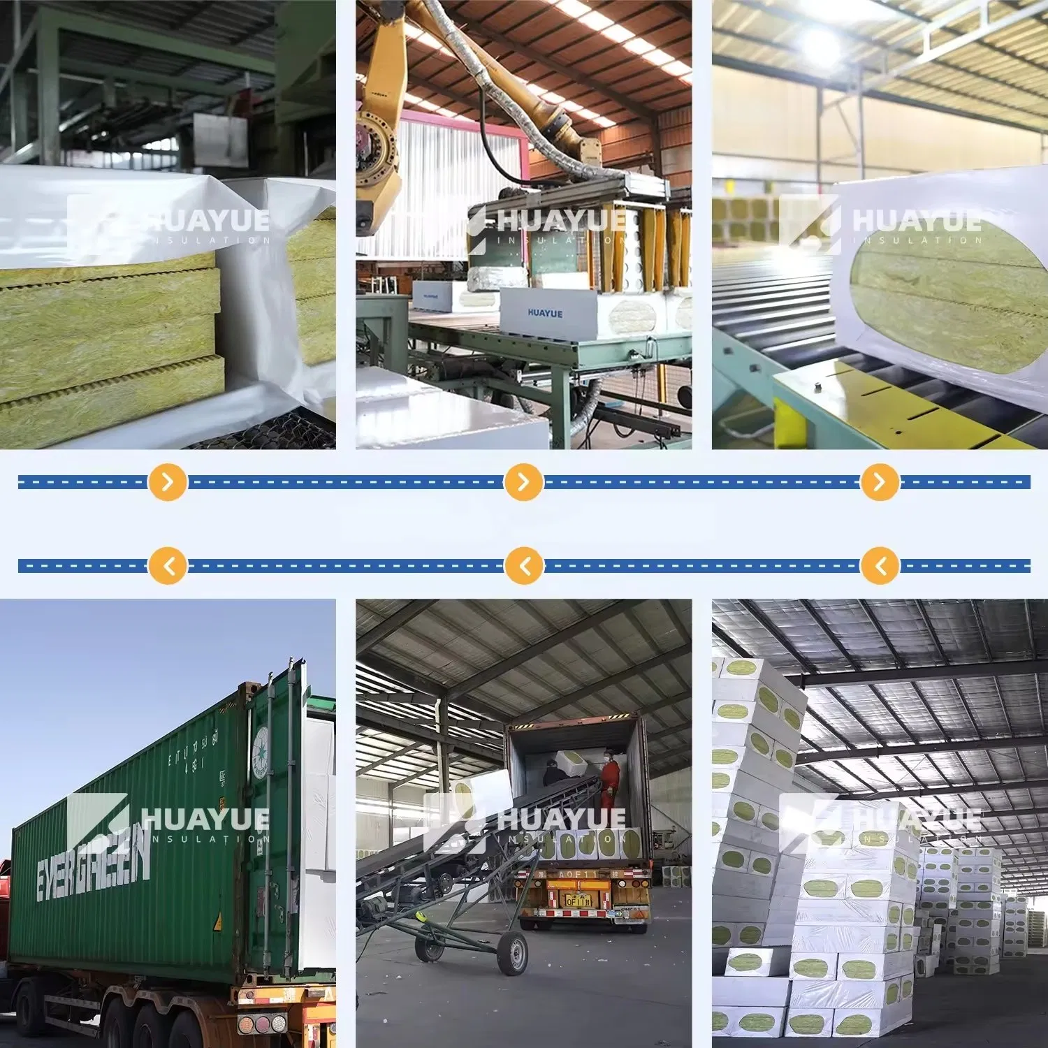Huayue 50mm Thick Wall Thermal Insulation 100kg/M3 Rock Stone Mineral Wool Board