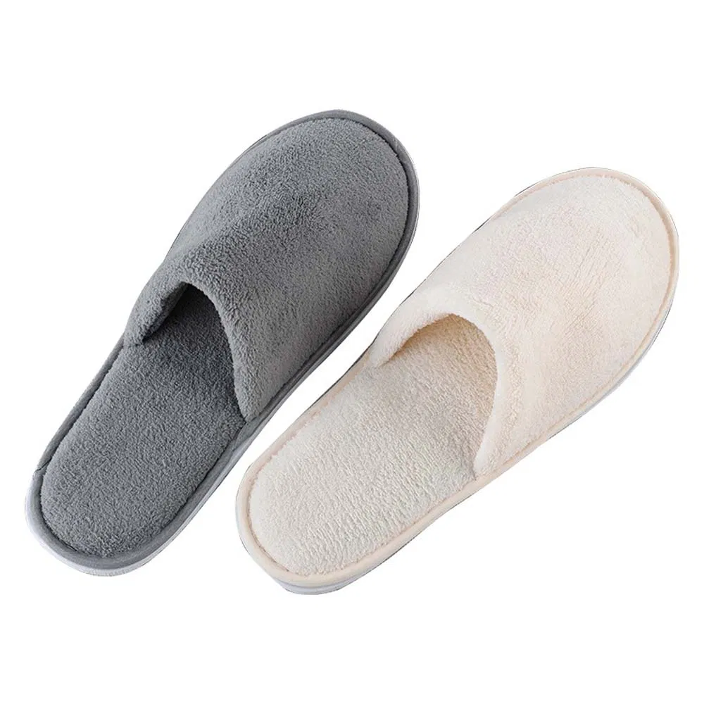 Guaranteed Quality Fashionable One-Time Anti-Slip Washable Slippers in Black/White/Gray/Canary with Coral Velvet Fabric for Women and Man in Hotel/Bathroom/SPA