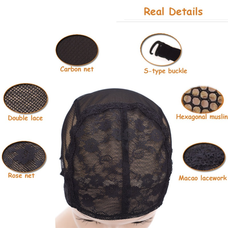 Lace Wig Cap for Making Wigs with Adjustable Straps Waving Cap Elastic Band for Wigs