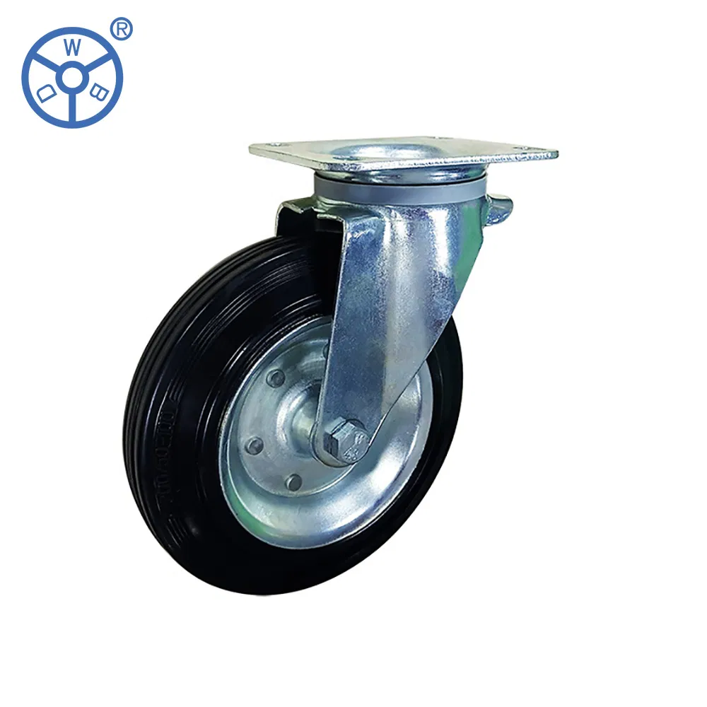 Wbd 150 Load Waste Bin Wheels Rubber 6 Inch Industrial Caster Wheels Swivel Plate
