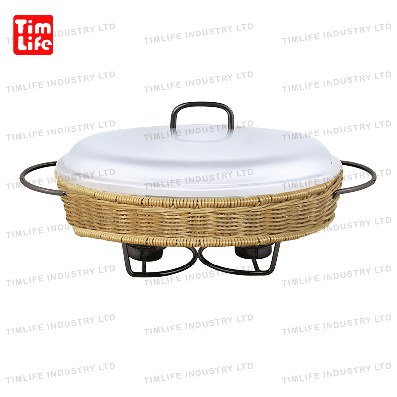 Rattan Buffet Set Chafing Dish Food Warmer Serving Chauffe Plat a Gratin Buffet Pemanas Makanan Naczynia Z Podgrzewaczem Oval Dish Rectangle