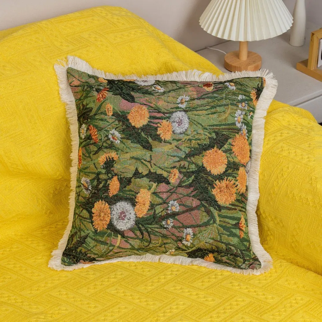 Dairui Wholesale Jacquard Square Pillow Covers with Inserts Oil Painting Texture for Sofa Bed Decor