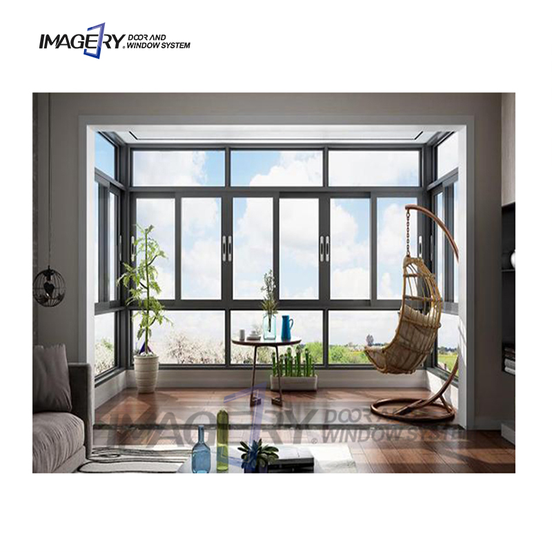 Commercial System Durable Double Toughened Glass Aluminum Sliding Window for House