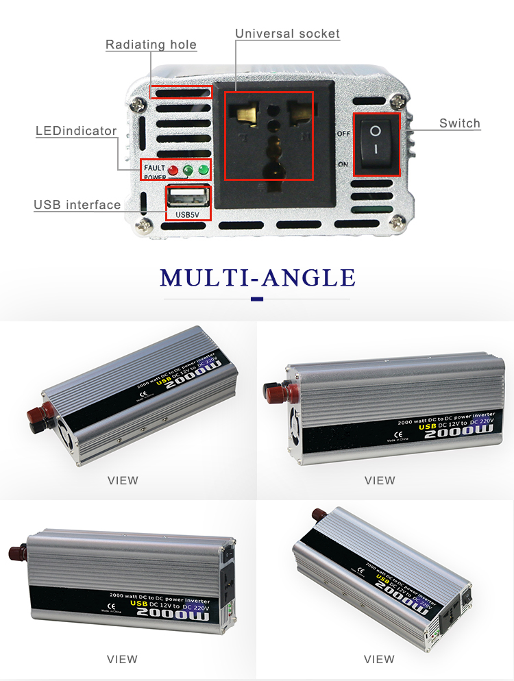 Инвертор для автомобиля 2000 Вт DC-AC