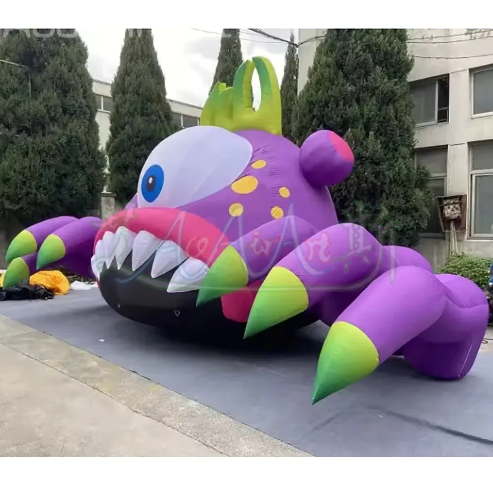 8ml Giant Inflatable Cartoon Single-Eye Monster Balloon with Sharp Tooth Building Decor Event Halloween City Nightclub Advertising Props