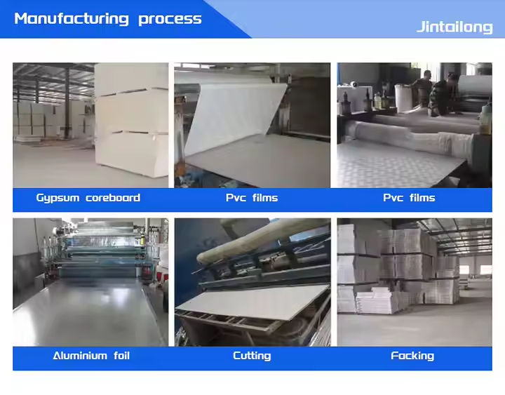 PVC Gypsum Board Ceiling Accessories Modern Laminated Perforated Gypsum Drywall Ceiling Tiles for Commerical and Dly Home