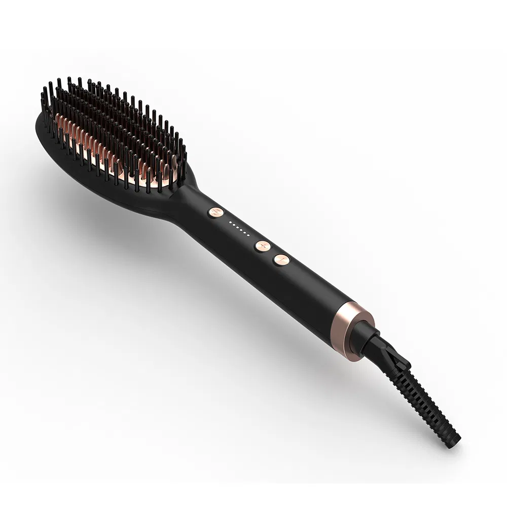 110-240V Electric PTC Heated LED Hair Straightening Comb Home Salon Hair Straightening Brush Curling Comb