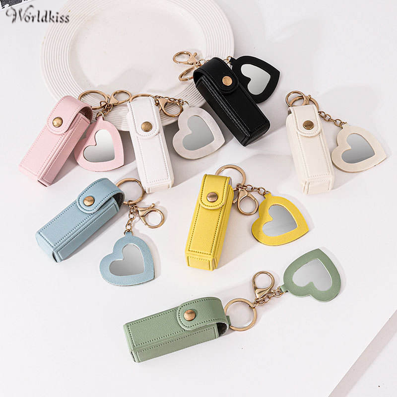 Trendy Leather Keychain Mirror Hydrating Flavored Color Changing Long Lasting Plumping Lip Oil