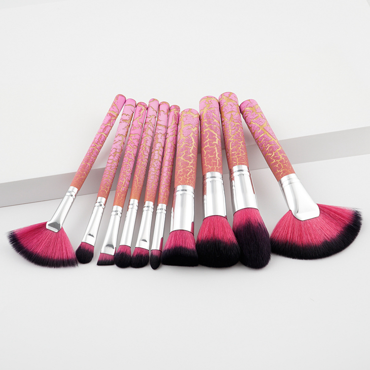 10PCS 4 Different Color Wooden Handle Luxury Private Label Makeup Brushes