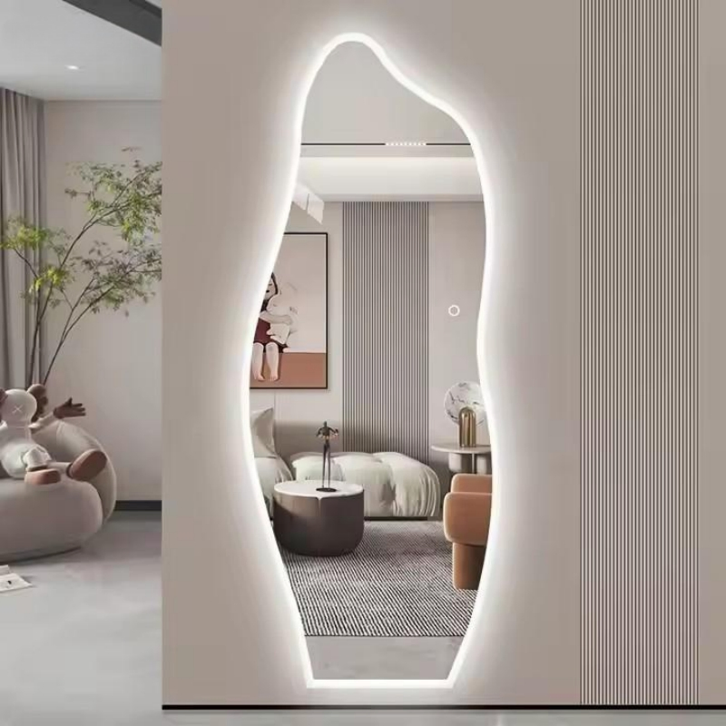 Hair Gold Salon Length Double Wall Station LED Mirror Designs