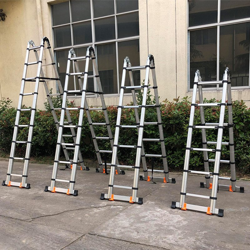 2.5m 2.5m Multifunctional Portable Herringbone Straight Two-in-One Ladder Home Folding Telescopic Aluminum Ladder Household Tool