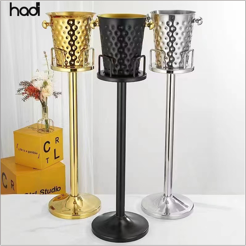 High Quality Insulated Stainless Steel Double Walled Ice Bucket Cooler with Stand Parties China Restaurant Supplies Wholesale