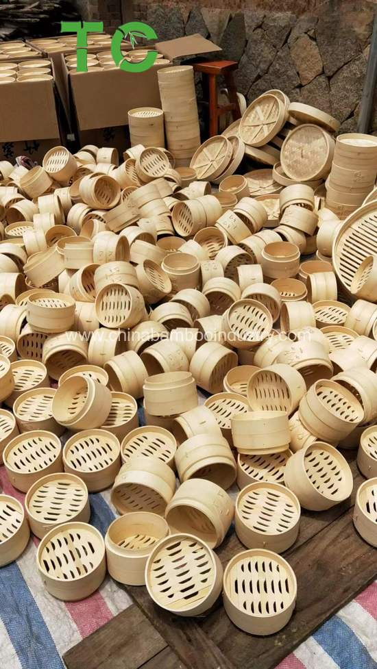 Bamboo Steamer Basket Set with Stainless Steel Banding Steam Baskets for Dimsum