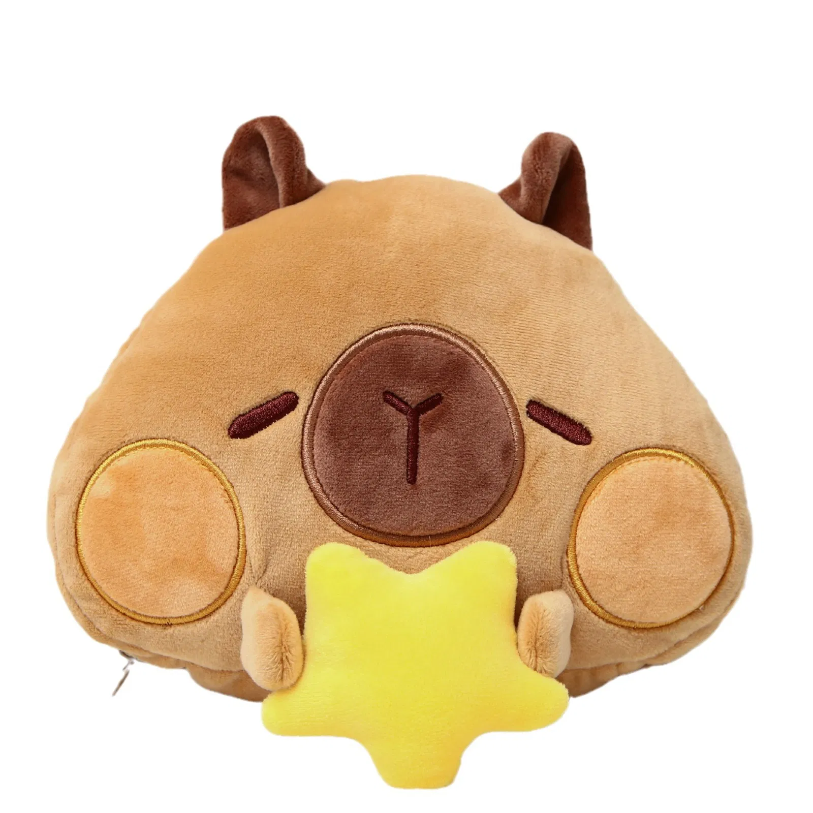 Cute Capybara Soft Plush Folding Neck Head 2 in 1 Travel Pillow Set Eye Mask