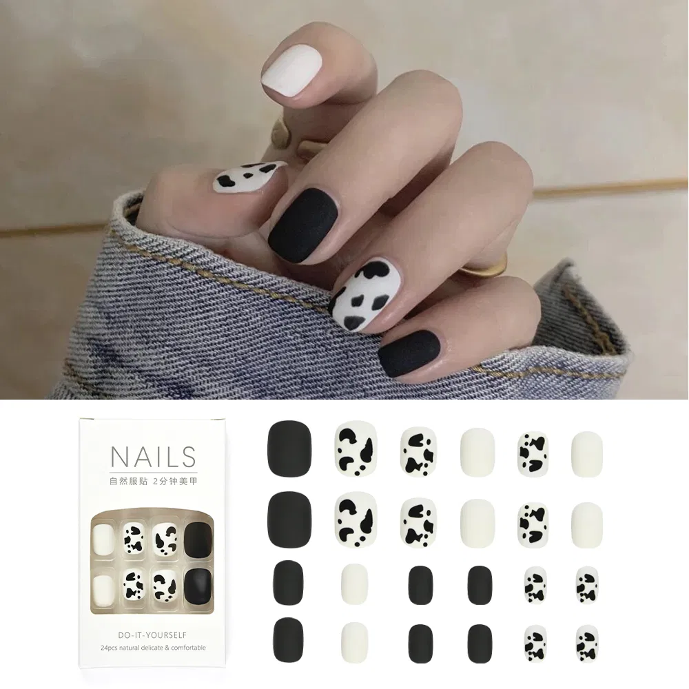 Leopard Pearl Handmade Fake Press on Nails Tips Kit Wearing False Nail Art Decoration Nails Set Product