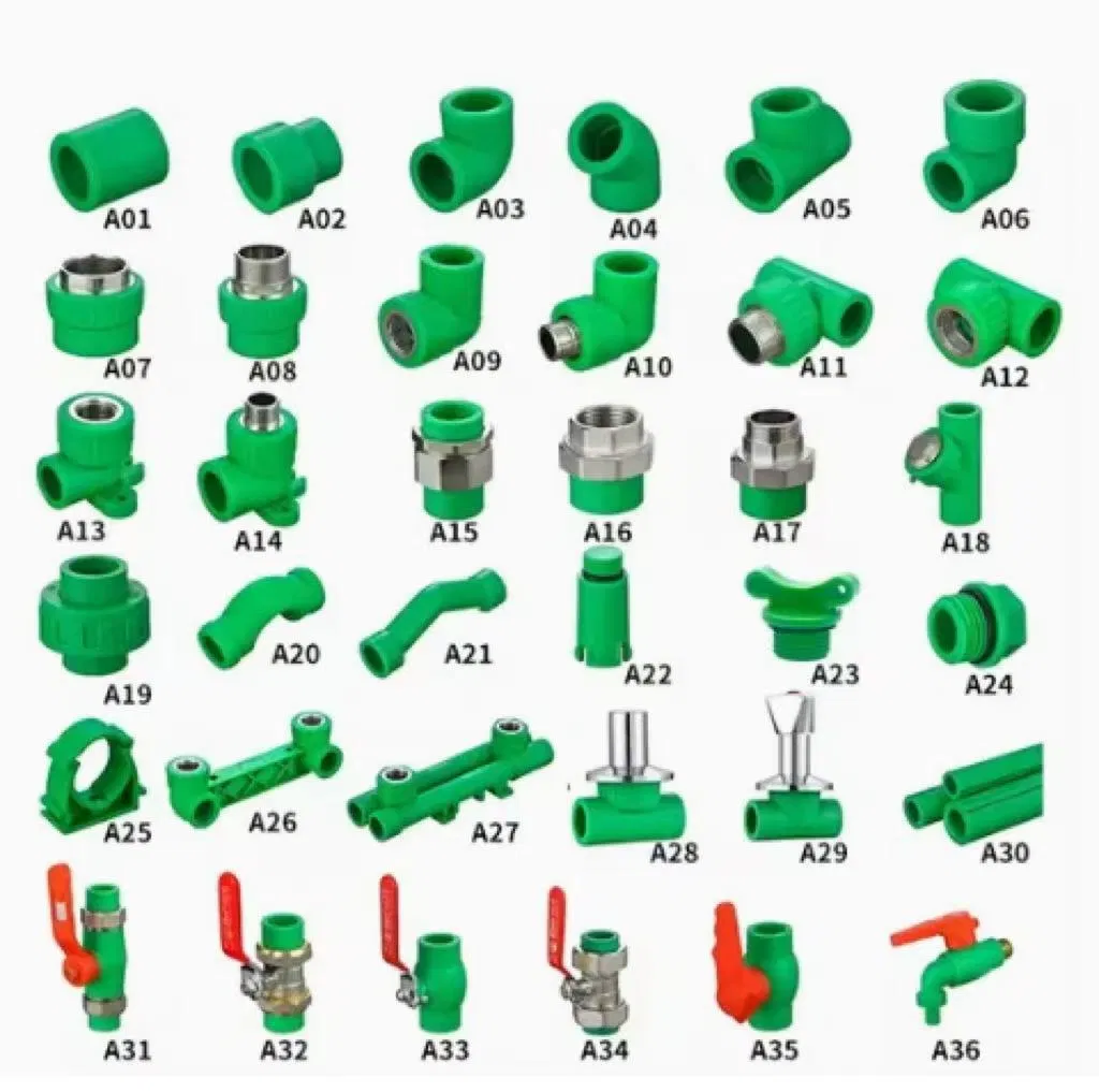 Factory Export PPR Pipes and Fittings 25mm-63mm Reduce Tee PPR Pipe Fittings Dark Green Color PPR Fittings