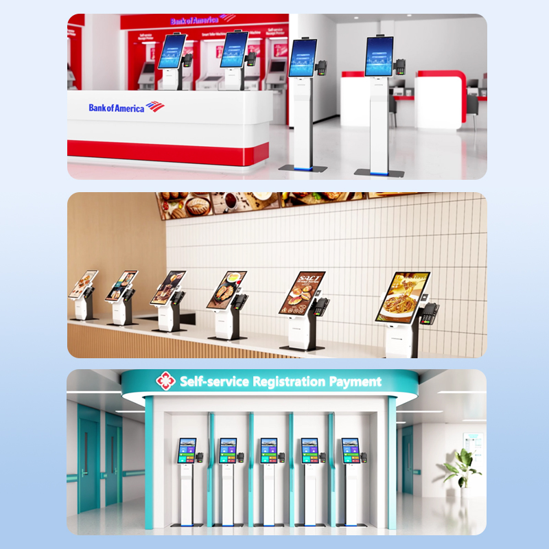 23.8 Inch Restaurant Food Ordering Kiosk with Printer Touch Screen Self-Service Payment Kiosk