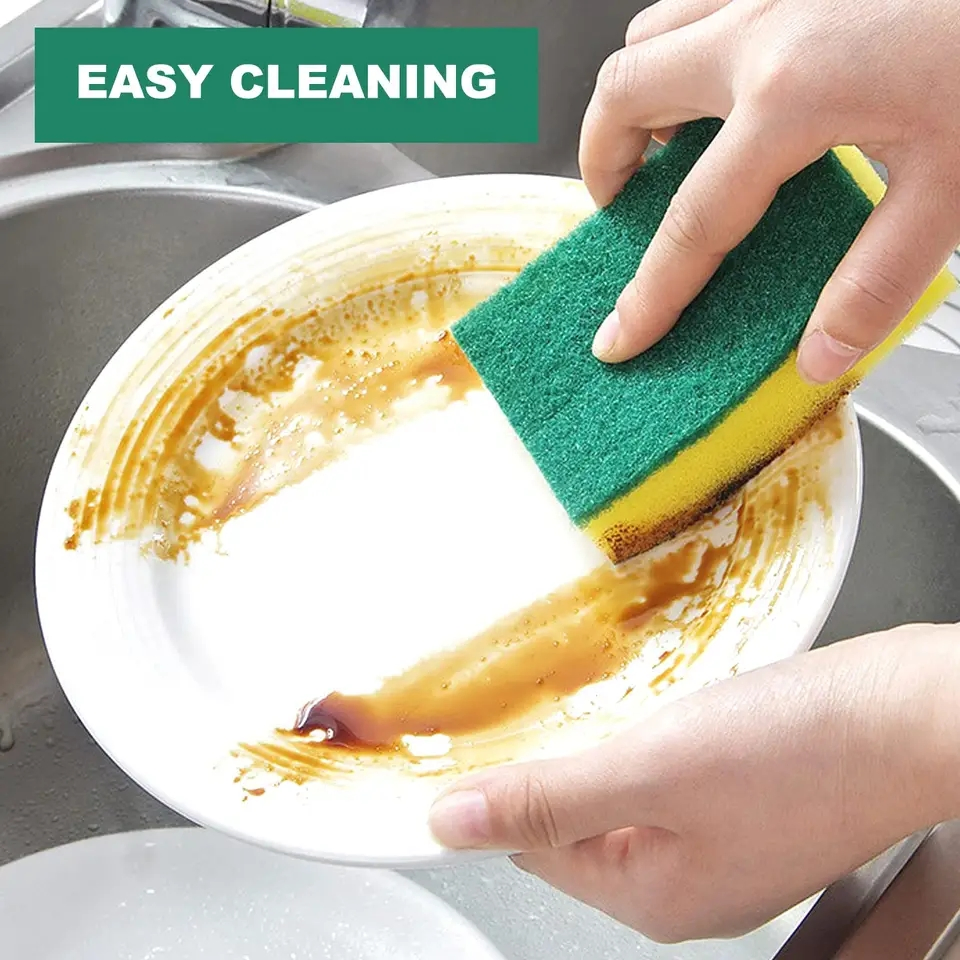 Bonno Individually Wrapped Sponges Kitchen Dishwashing Sponge Bulk Non Scratch Dishes Scouring Pad Dishcloth Odor-Free Sponge