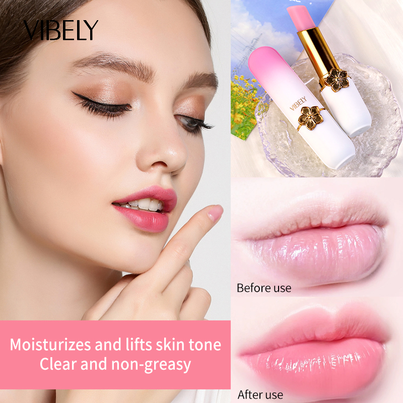 Natural Organic Repair Exfoliating Moisturizing Fruity Lip Balm Temperature Changing Color Lipstick