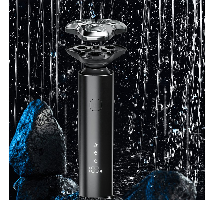 Waterproof Electric Shaver with LED Display and Three Blades