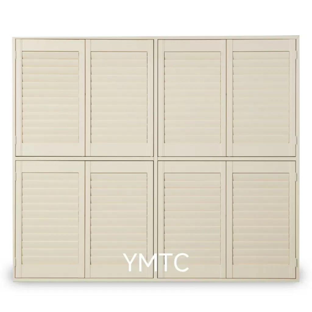 Plantation Shutters Tier-on-Tier Paulownia Wood/Bass Wood/PVC 63/76/89 Louvers Made to Measure Factory Shutters for Interior Decoration