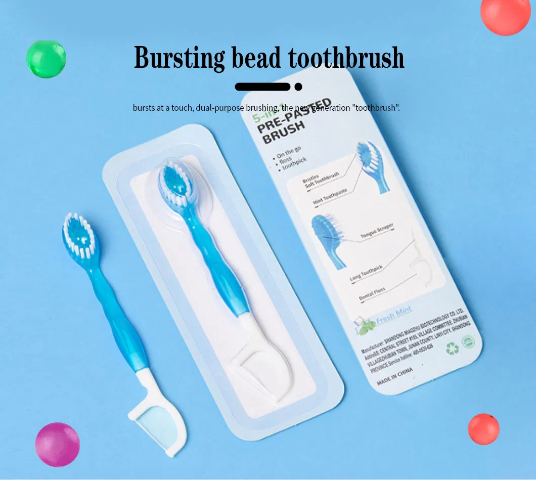 Portable All-in-One Dental Set Soft Bristle Disposable Toothbrush Toothpaste Beads for Home Use PP