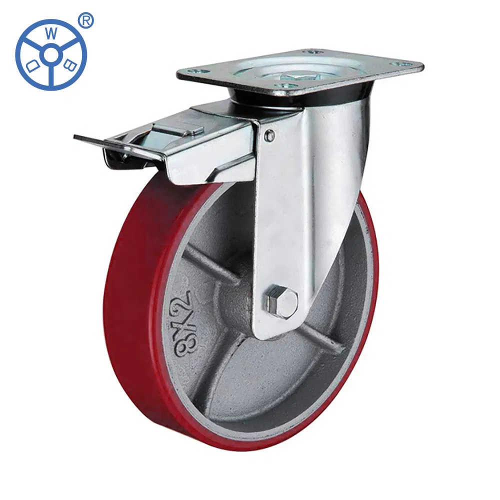 European Type High Load Polyurethane Iron Caster Single Wheel