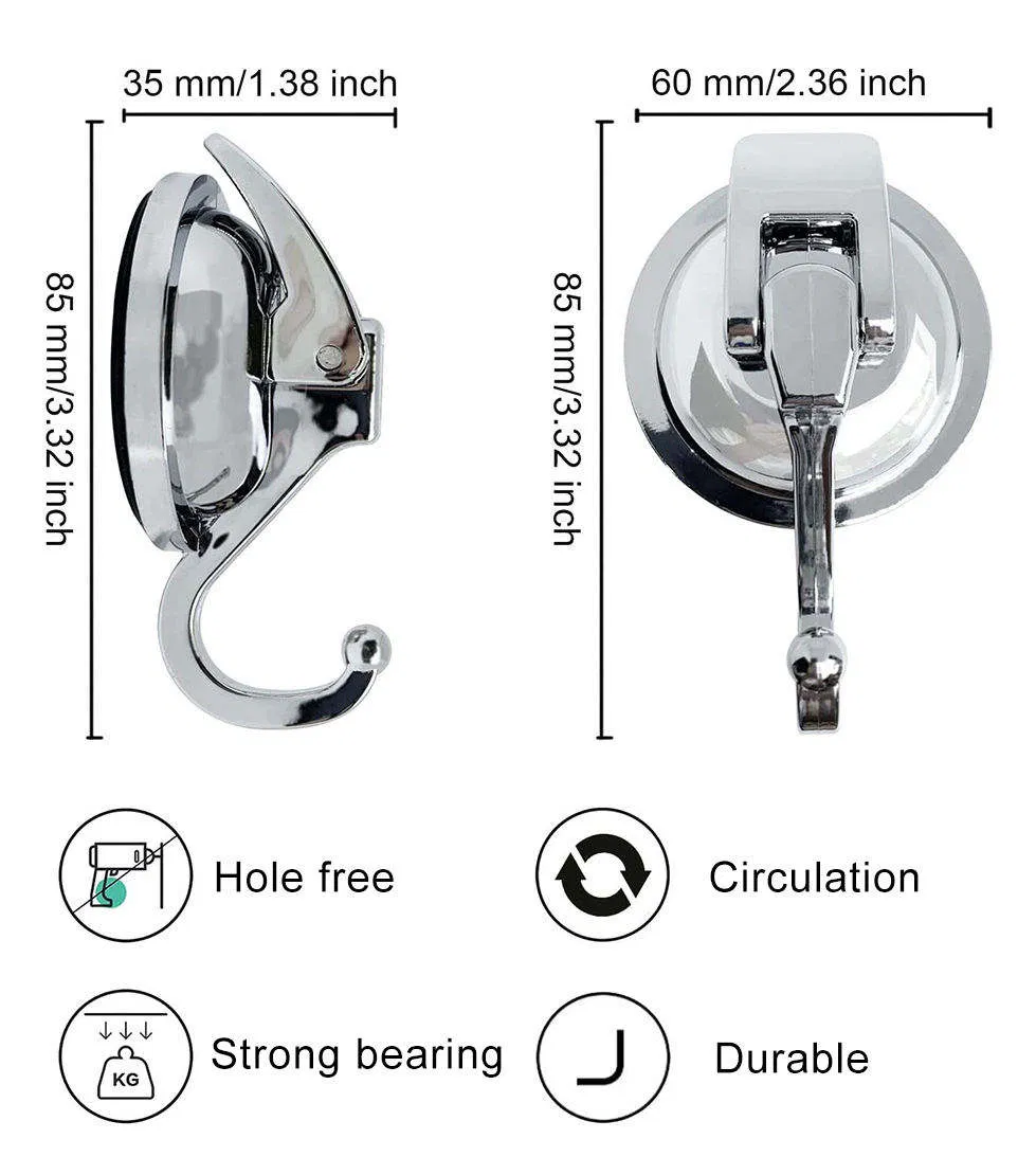 Kitchen Bathroom Strong Suction Cup Vacuum Hook 5kg Easy to Install Non- Perforated Recyclable Suction Cup Hooks