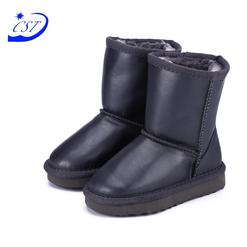 Children Snow Boots 100% Genuine Leather Ankle Boots Warm Waterproof Winter Boots