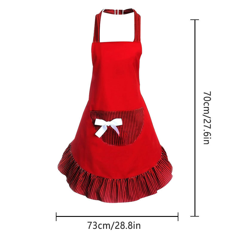Cute Bow Polka DOT Princess Apron, Sleeveless Kitchen and Dining Room Women's Work Apron
