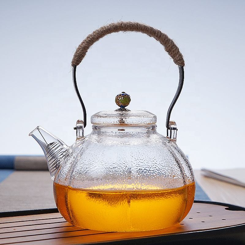 Pumpkin Shape Glass Teapot with Ropes Handle for Tea Lovers