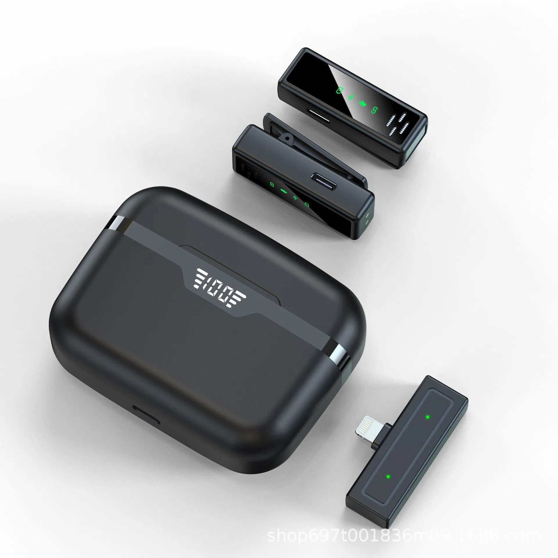 Newest Wireless Lavalier Microphone Private Mold Digital Display Charging Case Noise Canceling