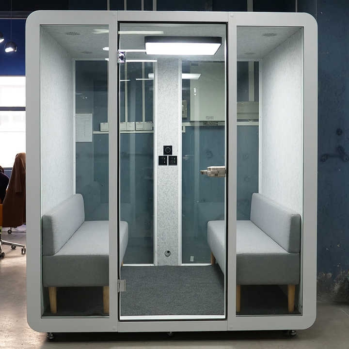 Modern Eco-Friendly 4-Layer Acoustic Office Pod Easy-to-Assemble Steel Frame Soundproof Meeting Pods for Multiple People Office