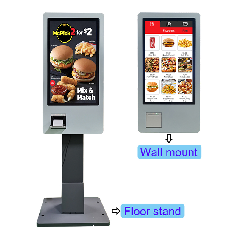 Restaurant Food Touch Screen Information Tablet POS Kiosk Self-Service Order Queue Kiosk with Receipt Printer