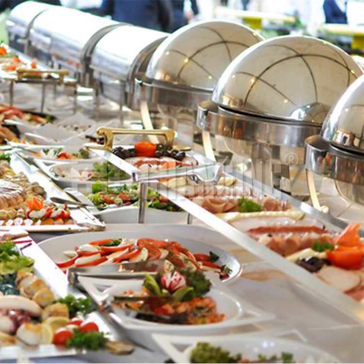Wedding Party Luxury Chafing Dishes Hotel Serving Dish Gold Buffet Food Warmer with Glass Lid