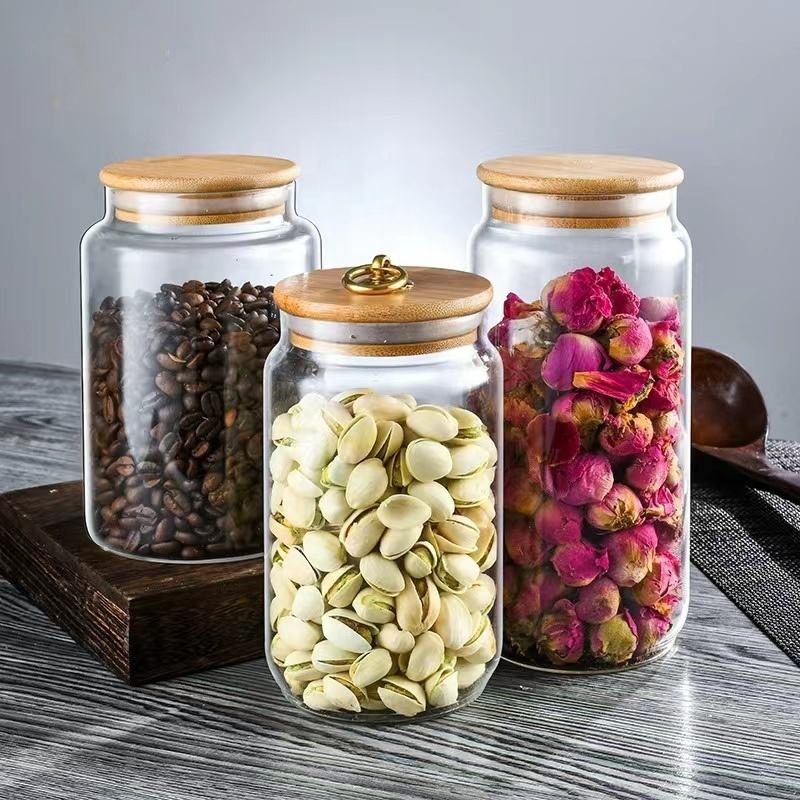 High-Quality Borosilicate Glass Storage Jars with Wooden Lids
