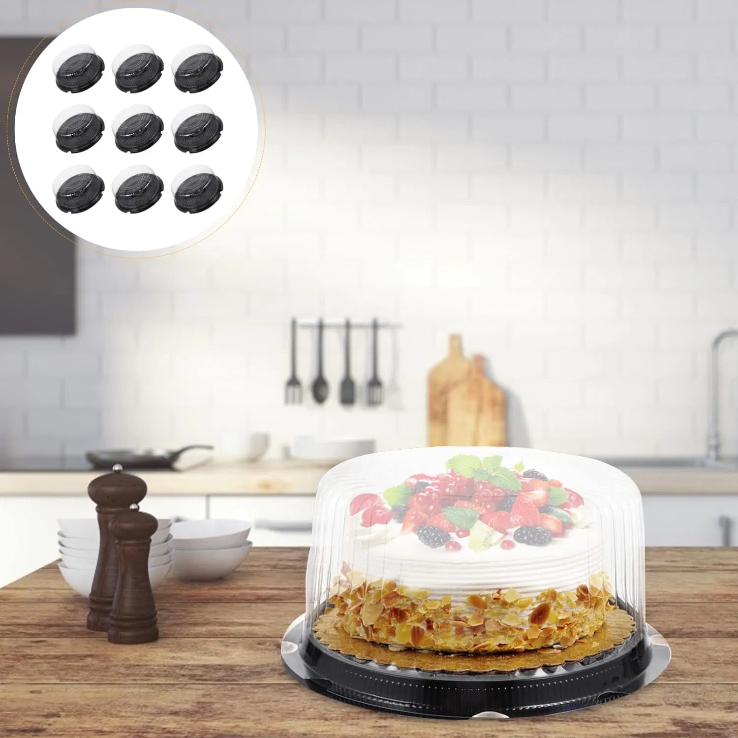 Plastic Cake Containers Disposable Clear Cake Carrier Holder with Dome Lids